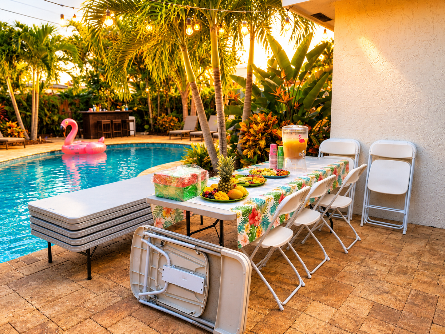 Plastic folding tables for parties